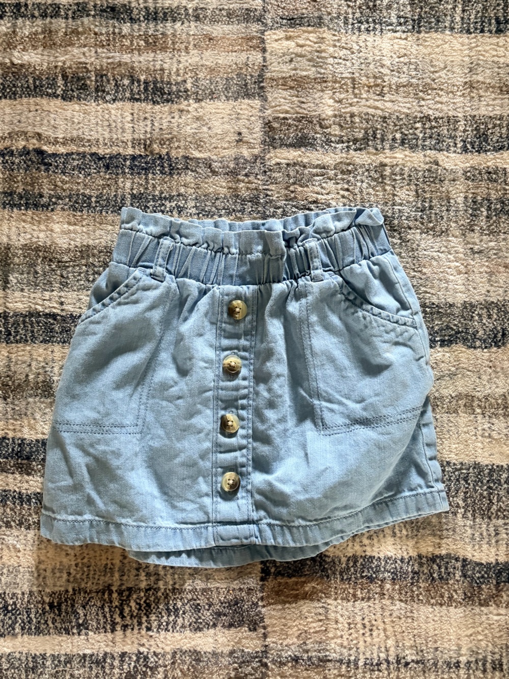 Light Blue Kids Button-Front Casual Skirt